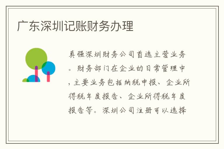 廣東深圳記賬財務辦理
