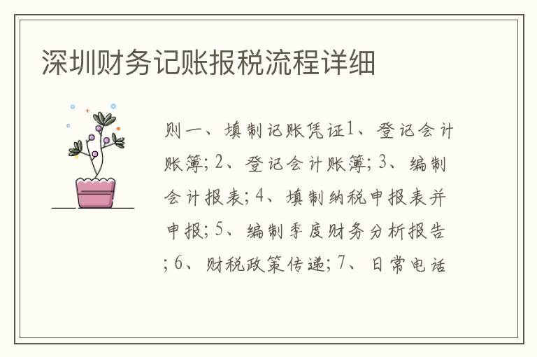 深圳財務(wù)記賬報稅流程詳細