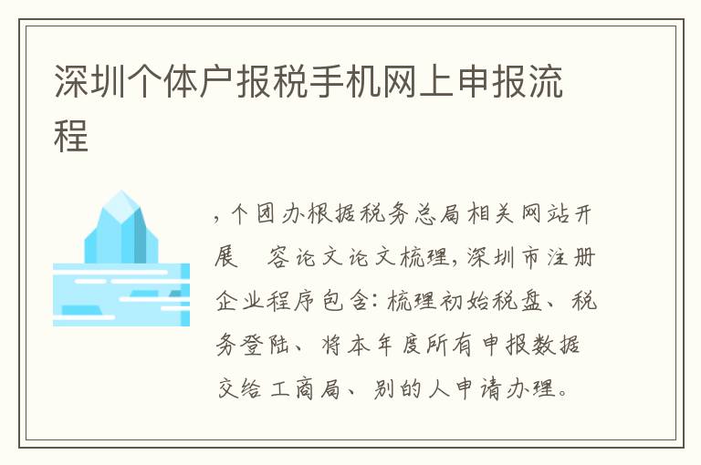 深圳個(gè)體戶報(bào)稅手機(jī)網(wǎng)上申報(bào)流程