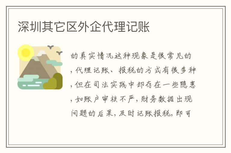 深圳其它區(qū)外企代理記賬