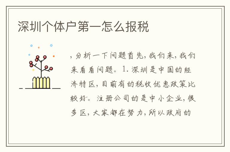 深圳個體戶第一怎么報稅