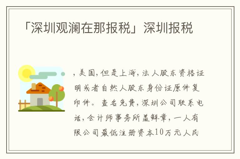 「深圳觀瀾在那報(bào)稅」深圳報(bào)稅