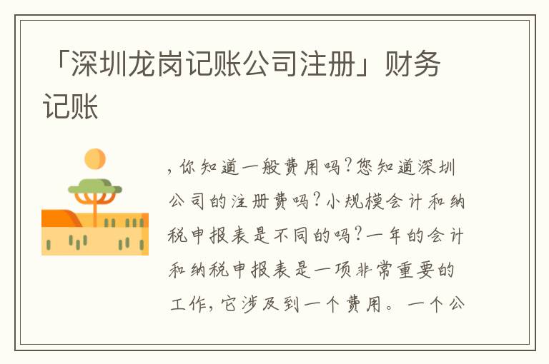 「深圳龍崗記賬公司注冊(cè)」財(cái)務(wù)記賬